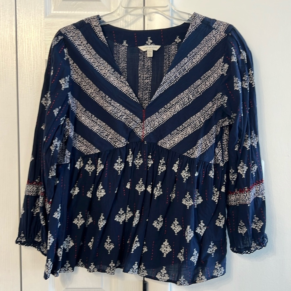 Lucky Brand, navy with red and off-white details